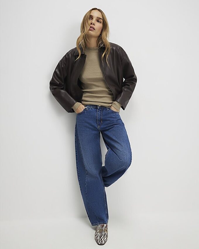 Khaki Button Shoulder Rib Top