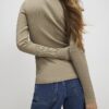 Khaki Button Shoulder Rib Top