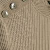 Khaki Button Shoulder Rib Top