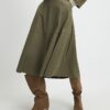 Khaki Faux Suede Full Circle Midi Skirt