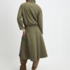 Khaki Faux Suede Full Circle Midi Skirt