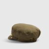 Khaki Faux Suede Snaffle Baker Boy Hat