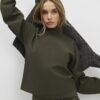 Khaki Funnel Neck Top