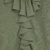 Khaki Long Sleeve Ruffle Blouse