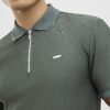 Khaki Muscle Fit Textured Polo Shirt