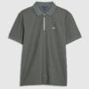 Khaki Muscle Fit Textured Polo Shirt