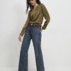 Khaki Pleat Front Blouse