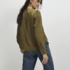 Khaki Pleat Front Blouse