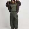 Khaki Short Sleeve Fitted Top