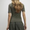 Khaki Short Sleeve Fitted Top