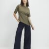 Khaki Short Sleeve Ruched Side Top