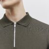 Khaki Slim Fit Textured Polo Shirt