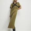 Khaki V Neck Lace Slip Dress
