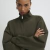 Khaki Zip Up Sweatshirt