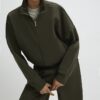 Khaki Zip Up Sweatshirt