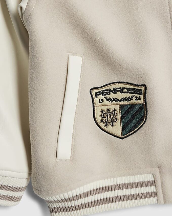 Mini Boys Beige Penrose Badge Bomber Jacket