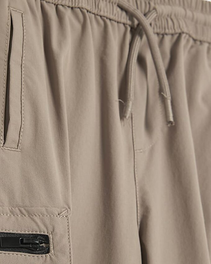 Mini Boys Beige Zip Cargo Trousers