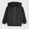 Mini Boys Black Hooded Hybrid Jacket