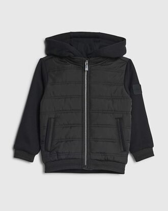 Mini Boys Black Hooded Hybrid Jacket