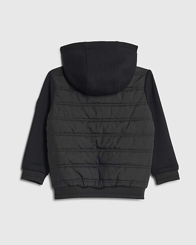 Mini Boys Black Hooded Hybrid Jacket