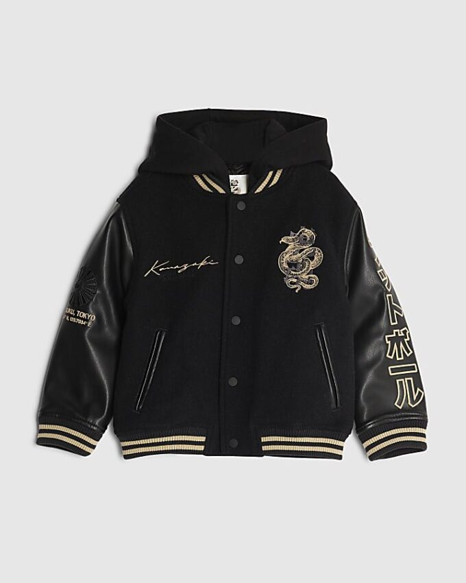 Mini Boys Black Japanese Snake Bomber Jacket