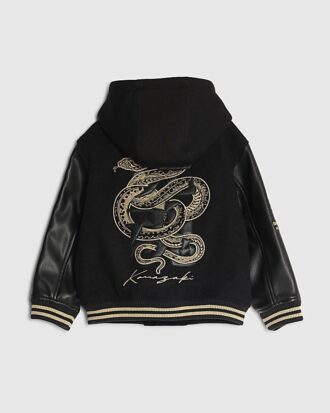 Mini Boys Black Japanese Snake Bomber Jacket