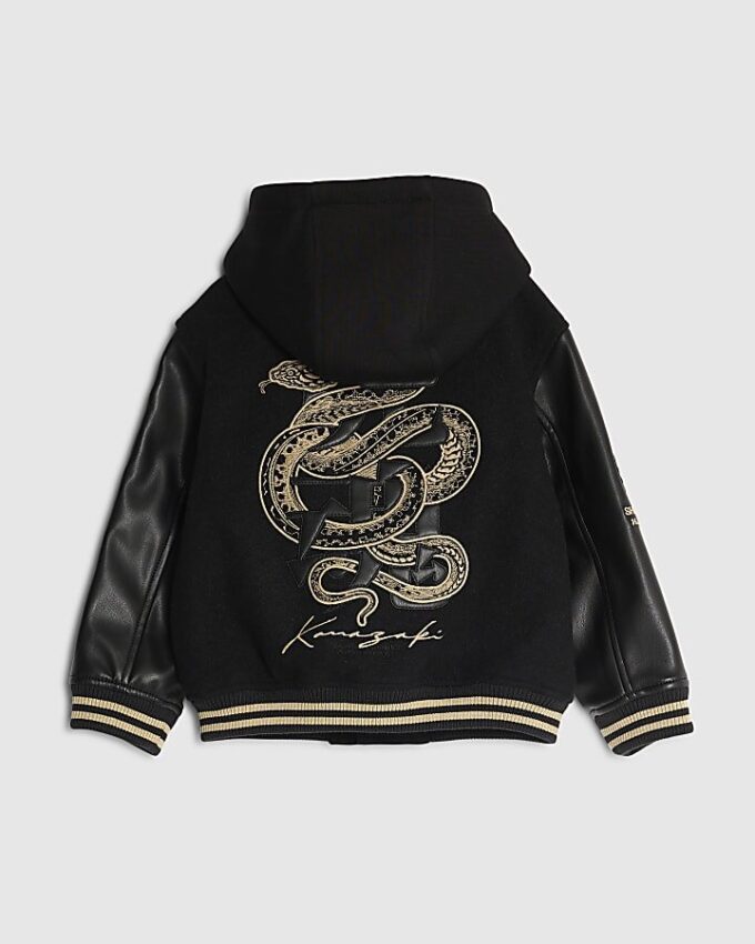 Mini Boys Black Japanese Snake Bomber Jacket