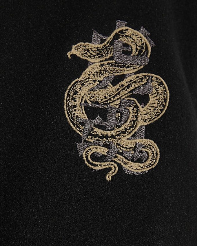 Mini Boys Black Japanese Snake Bomber Jacket