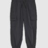 Mini Boys Black Zip Cargo Trousers
