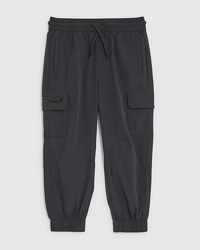 Mini Boys Black Zip Cargo Trousers