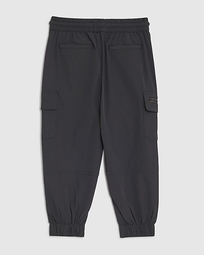 Mini Boys Black Zip Cargo Trousers