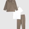 Mini Boys Brown Jacket 3 Piece Set