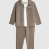 Mini Boys Brown Jacket 3 Piece Set