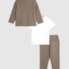 Mini Boys Brown Jacket 3 Piece Set