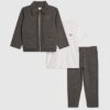 Mini Boys Grey Textured Jacket 3 Piece Set