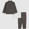 Mini Boys Grey Textured Jacket 3 Piece Set