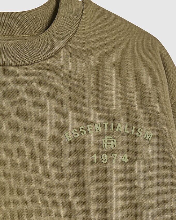 Mini Boys Khaki Essentialism Sweatshirt Set