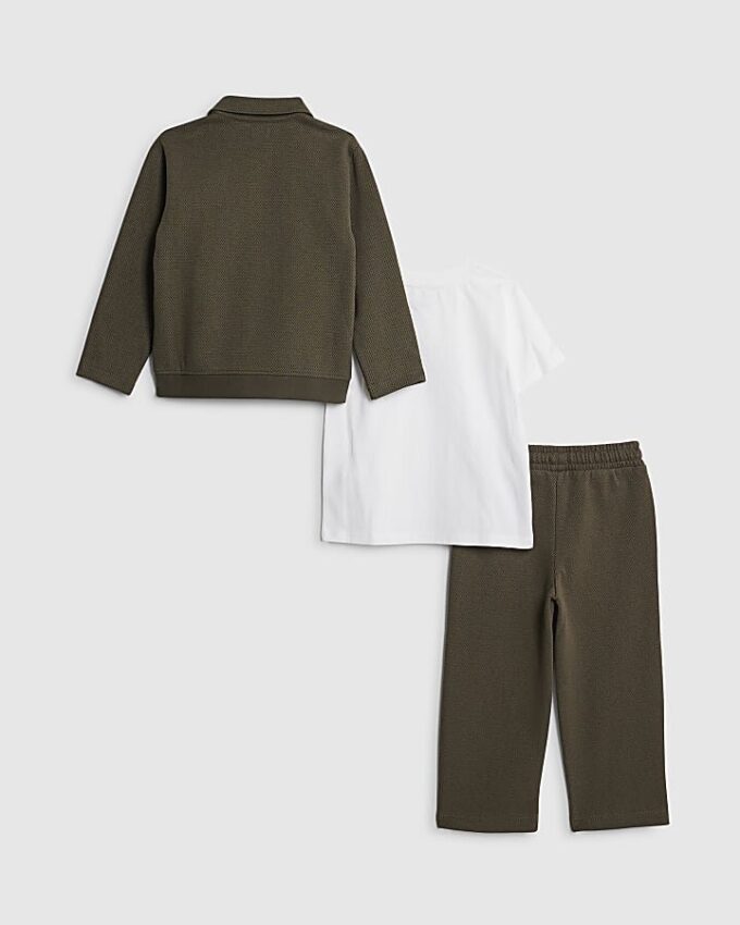 Mini Boys Khaki Textured Harrington Set