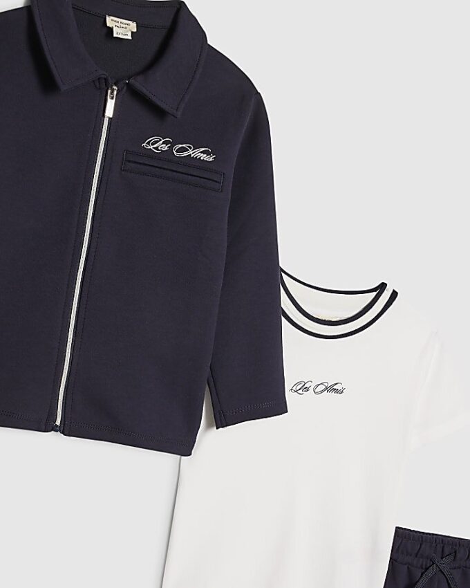 Mini Boys Navy Jacket 3 Piece Set