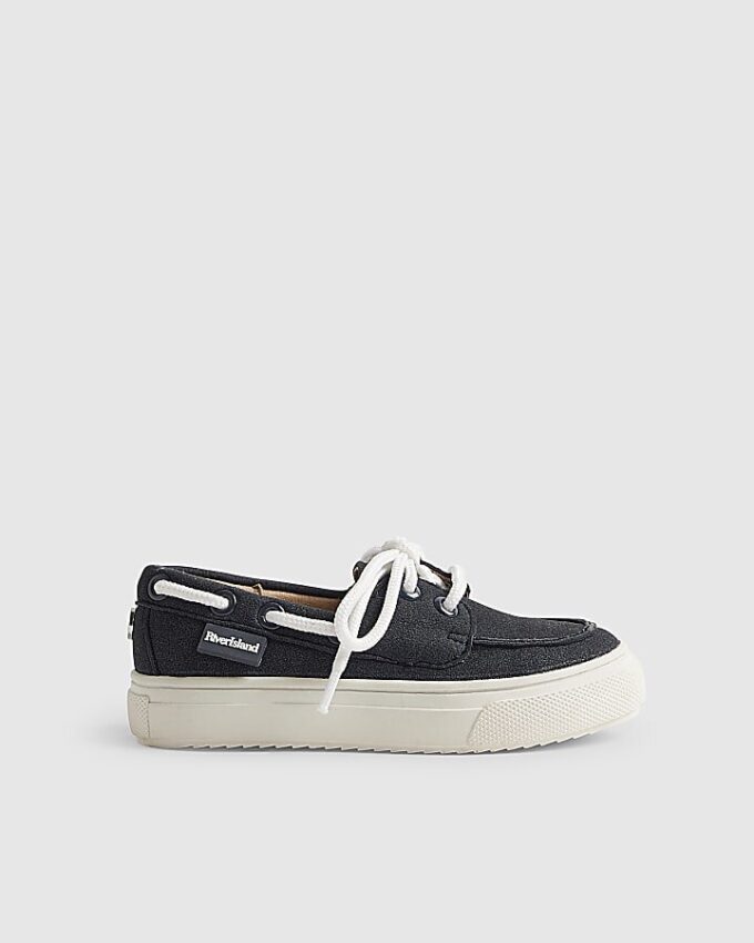 Mini Boys Navy Laced Boat Shoes