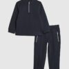 Mini Boys Navy Zip Funnel Sweatshirt Set