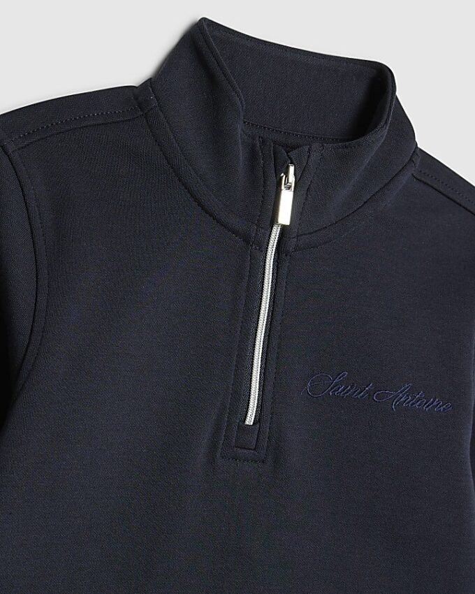 Mini Boys Navy Zip Funnel Sweatshirt Set