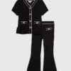 Mini Girls Black Peplum Hem Short Sleeve Top