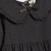 Mini Girls Black Rib Collar Top Set