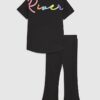 Mini Girls Black River T-Shirt Set