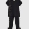 Mini Girls Black Satin Bow T-Shirt Set