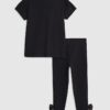 Mini Girls Black Satin Bow T-Shirt Set