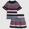 Mini Girls Black Stripe Polo Shirt Set