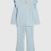 Mini Girls Blue Cable Knitted T-Shirt Set