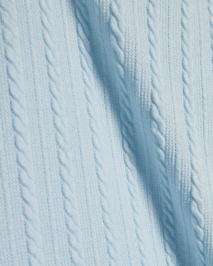 Mini Girls Blue Cable Knitted T-Shirt Set